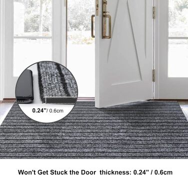 Доріжка з гумовою основою, нековзна, для внутрішнього та зовнішнього використання, для коридорів, нестандартні розміри, для вхідних зон, балконів, патіо, кухонь, гаражів, сходів, пралень