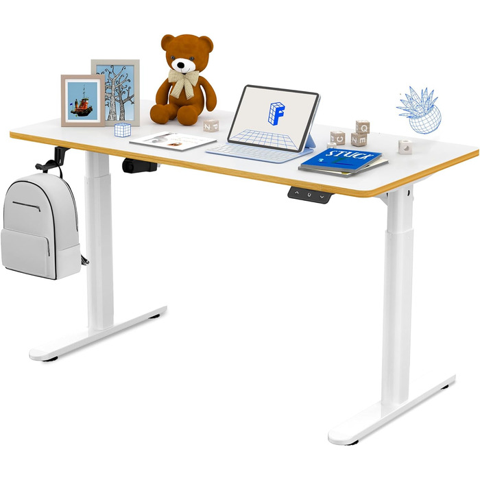Дитяча парта FLEXISPOT, електрична парта з регулюванням висоти 120 x 60 см, для дітей від 6 років, ергономічна стільниця, вантажоп