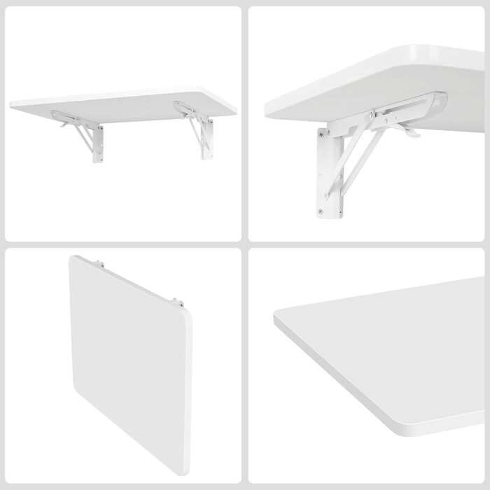 Настінний розкладний стіл uyoyous, дерево, 60 x 40 см, білий, компактний плаваючий стіл/столик для ноутбука, невеликий розкладний кухонний/обідній стіл для настінного кріплення