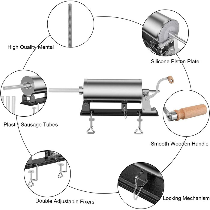 Ручна машина для набивання ковбас RELAX4LIFE 3,6 л, машина для набивання ковбас з 4 наповнювальними трубками, шприц для ковбас для