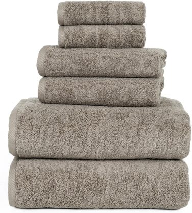 Набір рушників Lavish Home, 100 бавовна, без скручування, м'який та поглинаючий, 6 предметів 2 банних рушники, 2 рушники для рук т