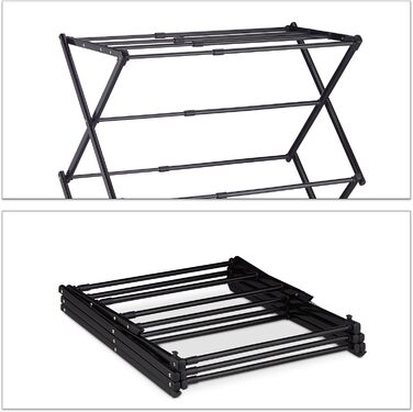 Вішалка для одягу Relaxdays, складна, висувна, 1анг, 6 рівнів, компактна вежа для одягу, метал, чорна