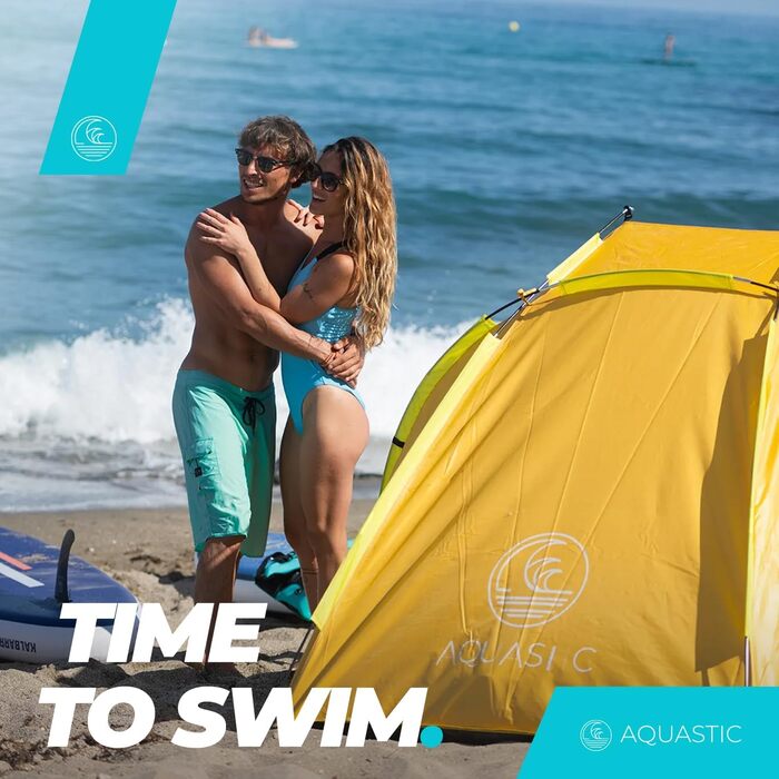 Пляжний намет AQUASTIC Concielo Легкий, компактний та захисний намет із захистом від UPF 50 120x210x120 см виготовлений з міцного поліестеру та скловолокна Ідеально підходить для пляжу Колір Сірий