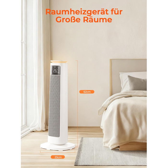 Енергозберігаючий вентилятор-обігрівач, керамічний вентилятор-обігрівач PTC потужністю 2000 Вт, тиха робота, режим ECO для низького енергоспоживання, пульт дистанційного керування, таймер, захист від перегріву та перекидання, електричний обігрівач для дом