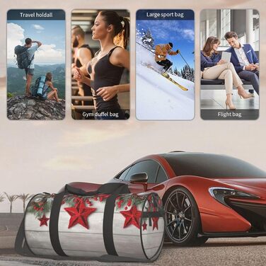 Спортивна сумка для подорожей, принт Різдвяні кулі, сумка на нічліг, чорна, універсальний розмір