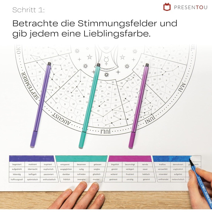 Мій рік у русі від Presentou Створіть свій рік як персоналізовану картину Включає психологічний аналіз Щоденний календар настрою Духовний мотив (Дерево життя A3 (29,7 x 42 см)) Дерево життя A3 (29,7 x 42 см)