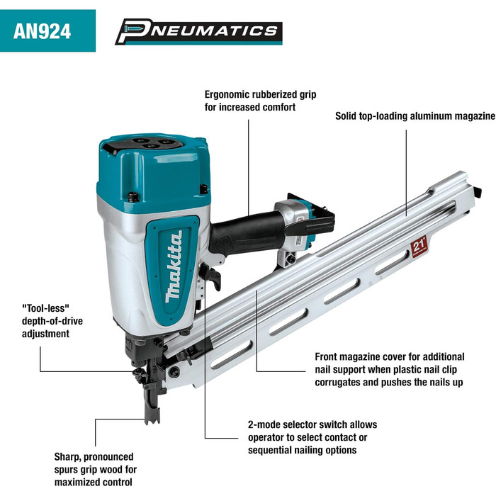 Цвяходер Makita AN924 каркасний 90 мм