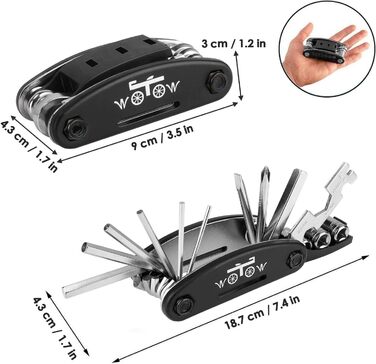 Набір велосипедних інструментів на ходу, повний набір велосипедних інструментів складаний багатофункціональний інструмент велосипед для професійного велосипедного мультитула для їзди на вулиці, 16 in 1 Multitool Bicycle Tool -