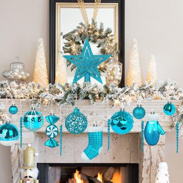 Набір різдвяних прикрас із 135 предметів бірюзові Miaikoe