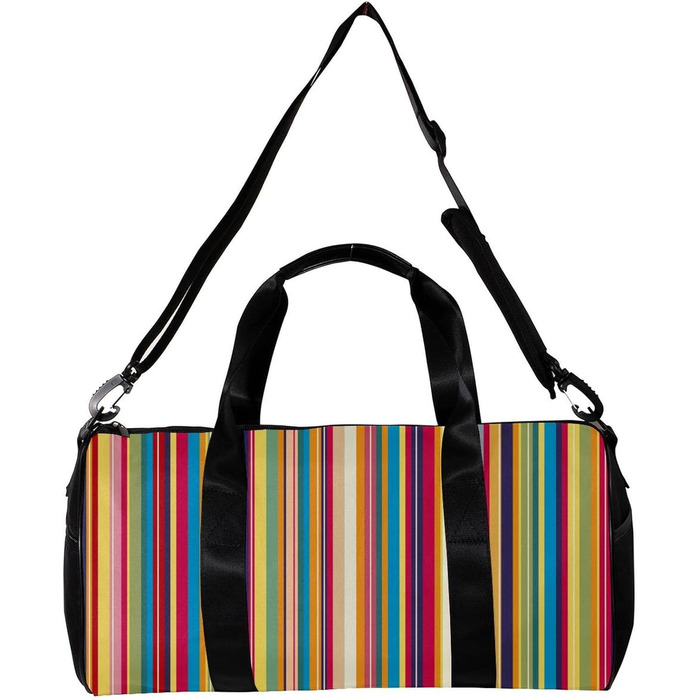 Спортивна сумка, маленька дорожня сумка, сумка для шопінгу та йоги, з вінтажними кольоровими смугами, сумка для фітнесу на відкритому повітрі, ручна поклажа
