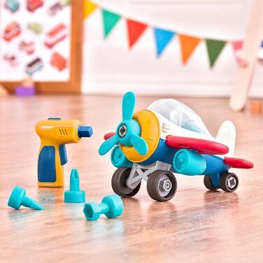 Іграшка-літак Wonder Wheels Іграшка-літак-конструктор з акумуляторною викруткою для дітей Навчальна іграшка для складання для дітей віком від 3 років (27 деталей), різнокольорова