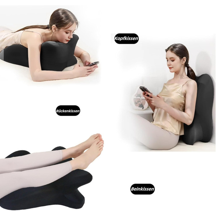 Подушка для пар, подушка Sweet Spot, кут нахилу 27 для ідеального положення, ергономічна підтримка постави для хребта та багатофункціональна подушка для ліжка, ідеально підходить для сидіння та лежання (чорна)