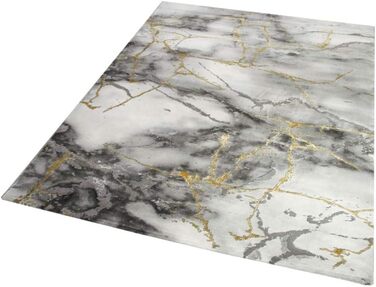 Килим CARPETIA мармуровий візерунок з блискучими волокнами сіре золото розмір 200 х 290 см