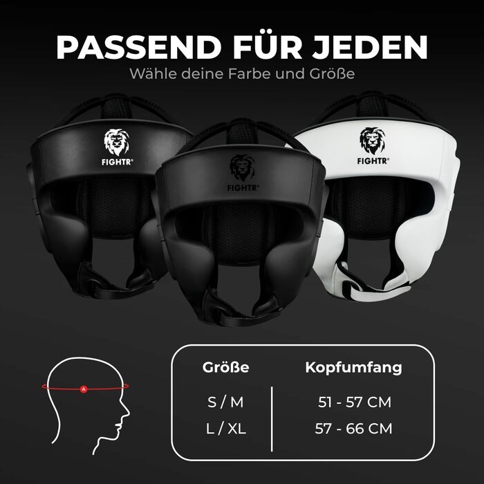 Шолом FIGHTR MMA з оптимальною посадкою для максимального захисту Боксерський шолом для спарингу Регульований розмір для боксу, MMA, муай-тай, кікбоксингу та бойових мистецтв, розмір S/M, повністю чорний