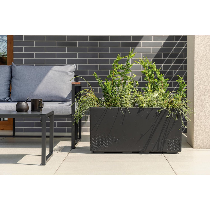 Квітковий горщик Ondis24, Кашпо під бетон Caro, XXL Кашпо на колесах Виготовлено зі 100 переробленого пластику, Велике вуличне кашпо (Антрацит, 80 см) Антрацит 80 см