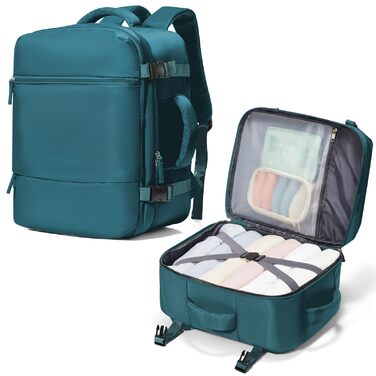 Рюкзак Suradar для ручної поклажі 40x30x20 см для Ryanair, Wizzair, малий рюкзак для ручної поклажі, літак, 24 л, дорожній рюкзак, сумка 40x30x20 см, рюкзак для ручної поклажі під сидінням для ноутбука 15,4 дюйма, колір павиного синього, F-pavion blue 40x