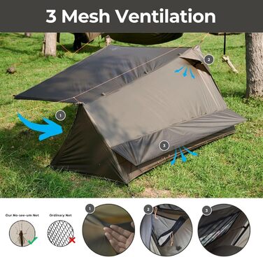 Бівак-намет onewind для 1 особи, 3-сезонний надлегкий туристичний намет з нейлону з дощовиком, водонепроникний бівак-мішок, одномісний намет для кемпінгу на свіжому повітрі, без трекінгових палиць, сучасний