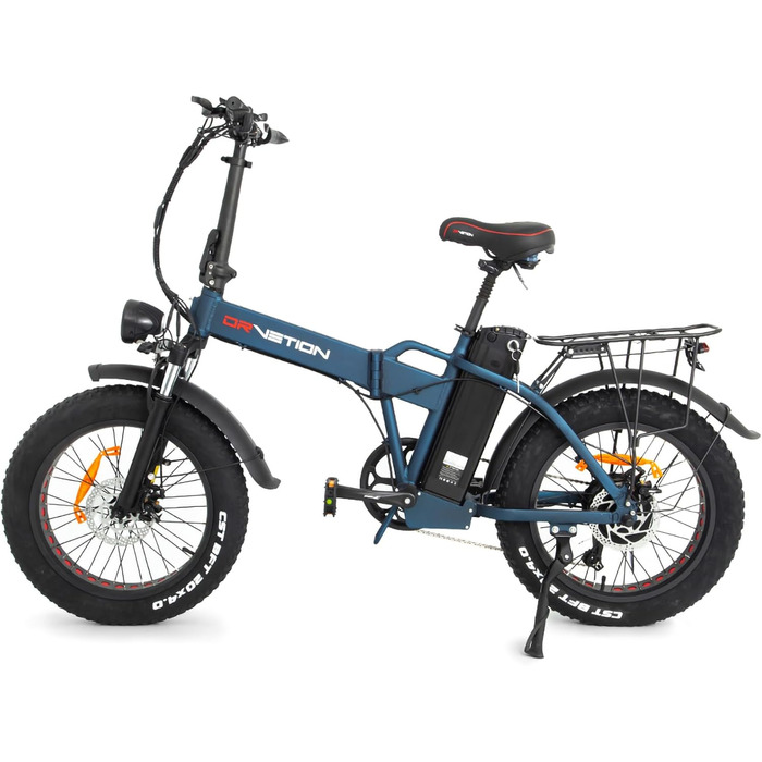 Електричний велосипед AT20 E-Bike Складаний електровелосипед Двигун 250 Вт Знімний акумулятор 48 В 15 Аг (запас ходу 90 км) Амортизаційна вилка 7 швидкостей 20-дюймовий фетбайк синього кольору 20 Аг