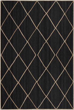 Килимок CASAVANI Kilim, 22,9 x 30,5 см, чорно-бежевий, тканий джутовий килим, для приміщень і вулиць, плоске плетіння, зони з висо