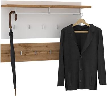 Шафа для одягу Lomadox 5 предметів з дзеркалом та лавкою для взуття в білому кольорі з дубом Шафа для передпокою в сучасному стилі