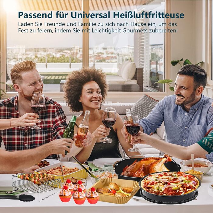 Набір аксесуарів для фритюрниці з 11 предметів, аксесуари для квадратної фритюрниці без бісфенолу А XXL сумісні з Philips Airfryer XXL 7.2 л, 8.3 л, COSORI 5.5 л, Tefal 6.5 л, Cecotec 6L Air Fryer
