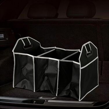 Органайзер для автомобіля, вантажівки, сумка для зберігання речей в авто, складана, 3 відділення, водонепроникний, 50 x 33 x 33 см, аксесуар для подорожей, з антиковзким покриттям для подорожей, кемпінгу, транспортування, чорний