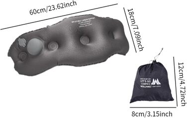 Легка надувна подушка Perfeclan для дорослих, надувна та зручна, ідеально підходить для кемпінгу та подорожей, сіра