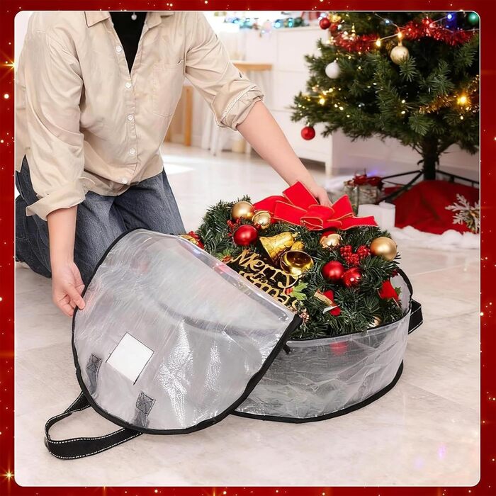 Коробки для зберігання, корони, 2 прозорі кишені для гірлянд органайзер для декорування гірляндами, для різдвяних вечірок, Хеллоуїна, зберігання вдома, шафі, гаражі 76 x 20 см