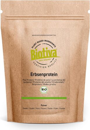 Органічний гороховий протеїновий порошок Biotiva, 2 кг (2x1 кг)