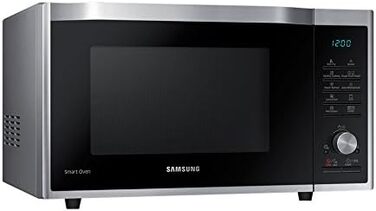 Комбінована мікрохвильова піч Samsung MC32J7055CT/EG з грилем і гарячим повітрям, 900 Вт, 32 л місця для приготування їжі (дуже велике), ширина 52,3 см, тонке смаження, програма дріжджового тіста/йогурту, срібло 32 л мікрохвильова піч/гриль/гаряче повітря