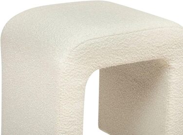 Пуф Sevi з білої тканини букле - 41 x 35,5 x 43 см, скандинавський стиль - Додаткові місця для сидіння у вітальні, спальні