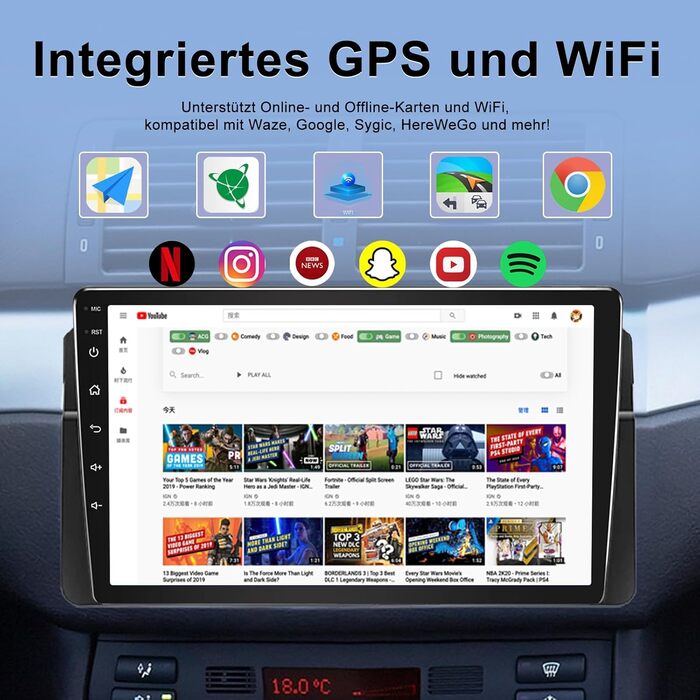 Автомобільне радіо Android 464 ГБ для BMW 3 серії E46 1999-2005 з бездротовим Carplay Android Auto 9-дюймовий GPS-навігатор для автомобіля BMW E46 Радіо Bluetooth WiFi DSP SWC