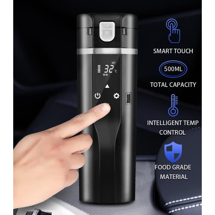 Дорожній електричний чайник 24В/12В для автомобіля/вантажівки, нагрівальна кружка 480 мл з кришкою, що захищає від проливання, гер