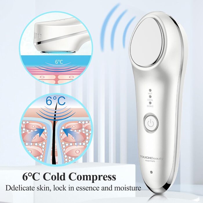 Гарячий і холодний масажер для обличчя з функцією вібрації, косметичний пристрій для видалення зморшок масаж обличчя для догляду за обличчям проти старіння AG-1389EU