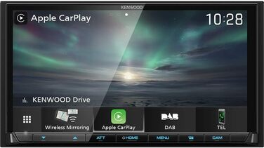 Сантиметровий цифровий медіа-монісівер WVGA з DAB, бездротовим CarPlay, Android Auto, бездротовим дублюванням Android, Wi-Fi, подвійним USB, аудіо високої роздільної здатності, ємнісним сенсорним екраном, 8019DABS 17,7-