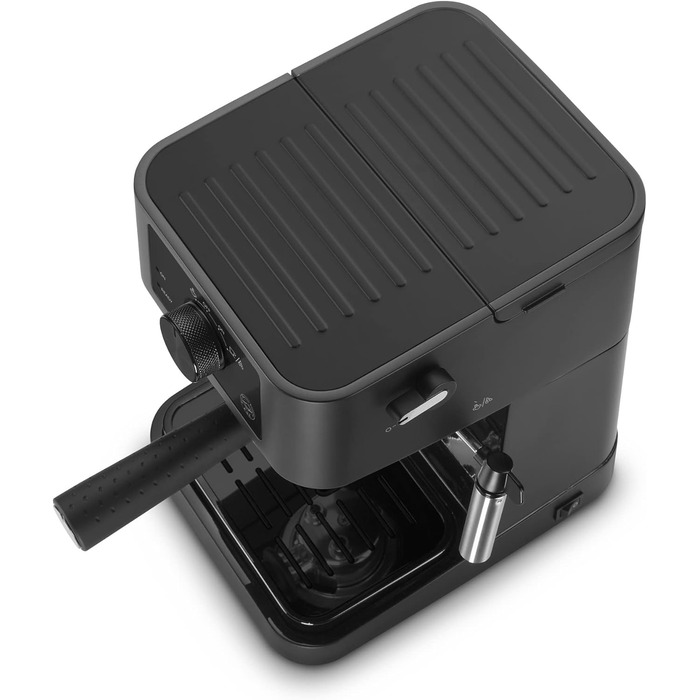 Традиційна портафільтр-машина для еспресо, еспресо-машина з ручним піноутворювачем, для порошку еспресо, резервуар для води 1 л, чорна, кавоварка еспресо 1100 Вт чорна, 235.BK