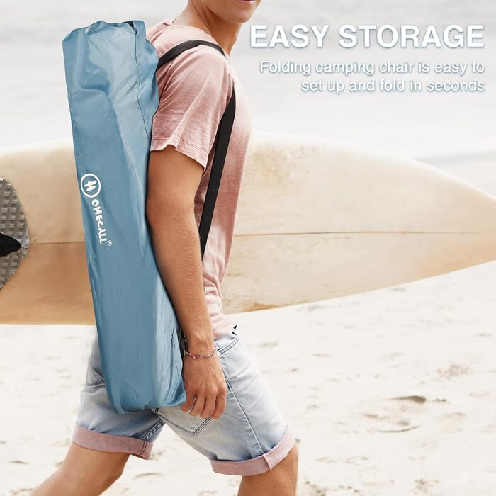 Складане пляжне крісло Homecall, легке складне пляжне кемпінгове крісло, низька висота зі зручною спинкою та м&39якими підлокітниками - складні пляжні крісла, витримує до 120 кг, 1 крісло