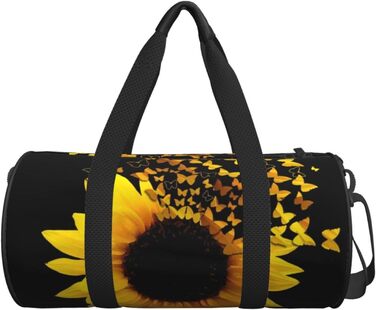 Дорожня сумка з малюнком стрекози, кругла, великої місткості, легка та міцна, ідеальний подарунок для піших прогулянок, відпустки, ділових поїздок та іншого, з квітковим та метеликовим дизайном (соняшники, квіти, метелики).