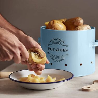 Набір вентильованих контейнерів для зберігання картоплі, цибулі та часнику, 3 шт. Ідеальне поєднання модного дизайну (світло-блакитний o2)