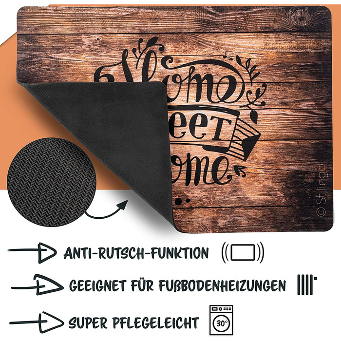 Килимок для внутрішніх дверей, килимок для вулиці, килимок для дверей, слоган &quotHome, Sweet Home&quot, килимок для вхідної зони, килимок Stilingo, килимок для вхідних дверей, 70 x 50 см