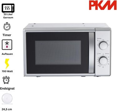 ПКМ MW700-20 UB2 Підставка або мікрохвильова піч під стільницею 700 Вт Ширина 44 см 20 літрів Таймер