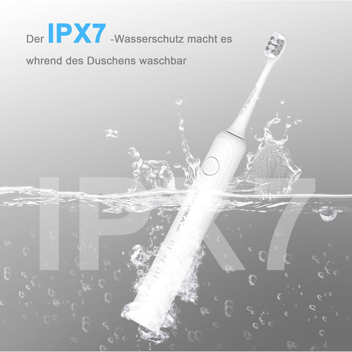 Електрична зубна щітка для дорослих з акумулятором до 240 днів роботи, 8 змінних насадок, акумуляторна, 3 режими чищення, таймер на 2 хвилини, водонепроникність IPX7, ідеальний подарунок для сім'ї, біла