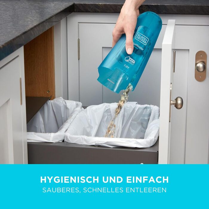 Акумуляторний ручний пилосос для вологого та сухого прибирання BlackDecker пилосос 7,2 В, WDC215WA-QW