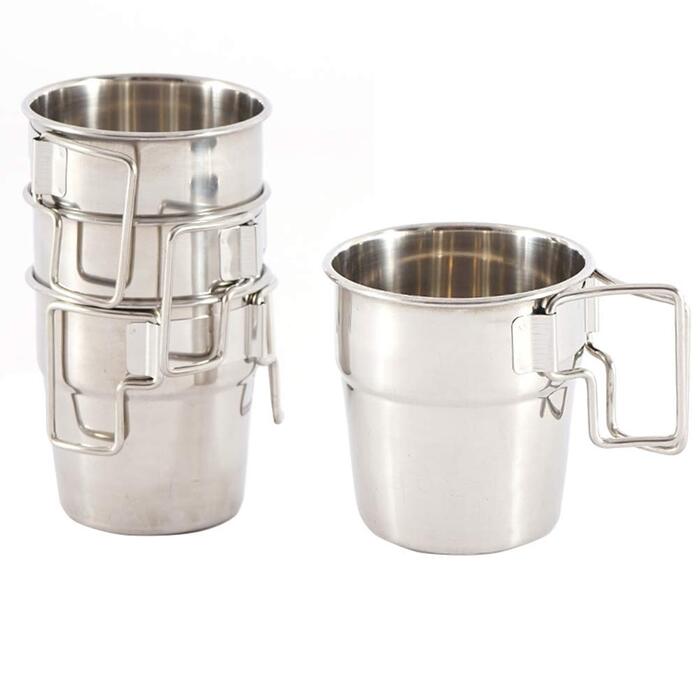 Штабельовані туристичні кружки, 4 шт. и, нержавіюча сталь, туристичні кружки зі складною ручкою, набір туристичних кружок для активного відпочинку