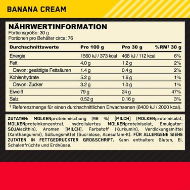 Протеїновий порошок Optimum Nutrition Gold Standard 100, Банановий крем, 2,28 кг