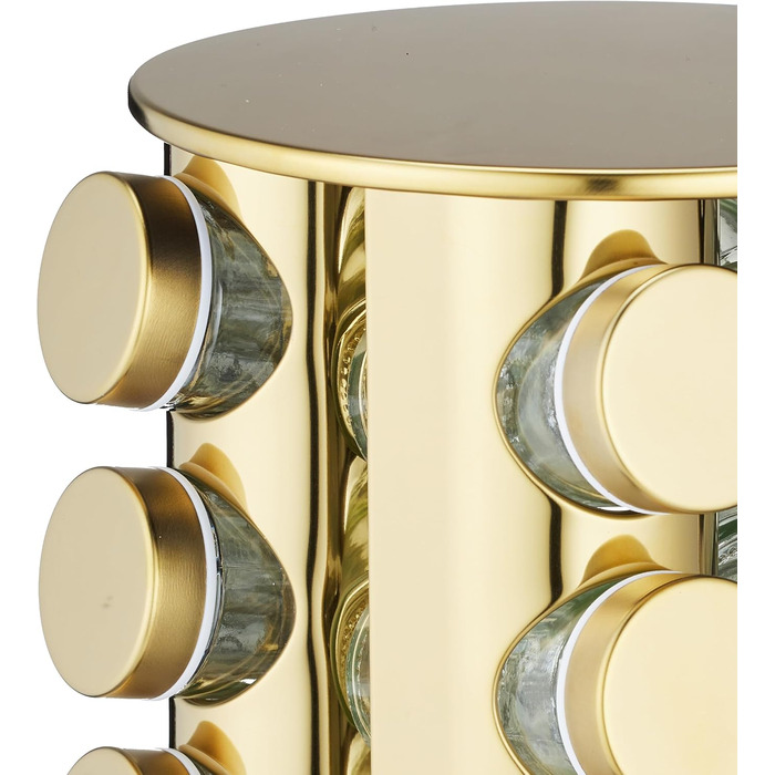 Карусель для спецій Relaxdays, 16 банок для спецій, обертається на 360, нержавіюча сталь, скло, В x Г 27,5 x 20 см, кругла підставка для спецій, золота