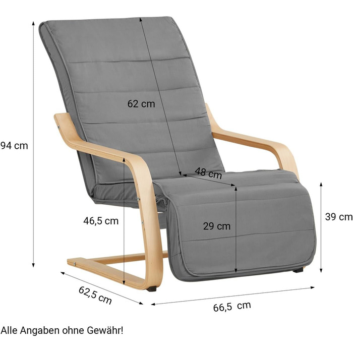 Крісло-гойдалка з функцією відкидання, крісло-гойдалка з підлокітниками, крісло для вітальні, сіра дерев&39яна оббивка, 4u 2407