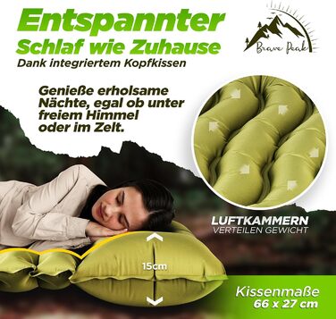 Сантиметровий самонадувний килимок для сну з подушкою теплий, легкий та компактний, 10-