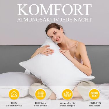 Помаранчева хвиляста подушка 80x80 см Пухова подушка 3-камерна пухова подушка 80x80, подушка з пухом та пір&39ям, подушка для ліжка, RDS та Oeko-Tex, подвійне поєднання м&39якості та підтримки 80x80x25 см