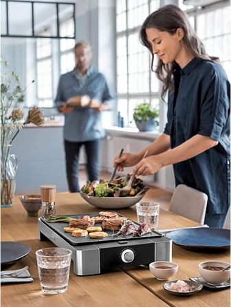 Стіл гриль ребристий, 2000 Вт, пластина гриль електрична, електрогриль зі столом налаштування змінної температури/електрогриль без підставки